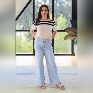 OAT High Rise Wide Leg Jean in Powder Light Wash 30"